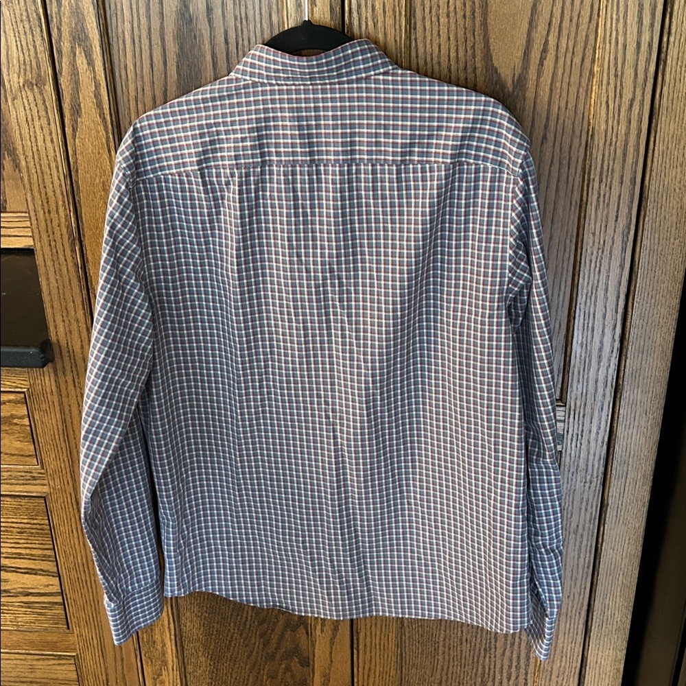 Untuckit Shirt Blue Red White Plaid Check Button Down Up Dress Office Mens Large - Picture 7 of 7